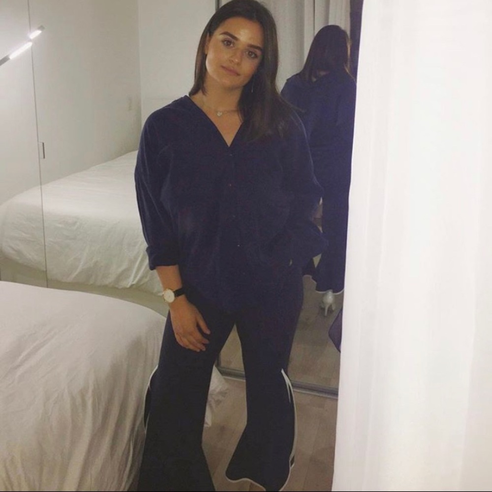 Zara navy blue oversized long sleeve top